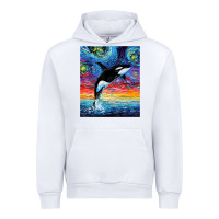 White Orca Killer Whale Starry Night Colorful Ocean Art By Aja Urban Hoodie - trangStudio