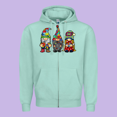 Autism Gnomies Zipper Hoodie Designed By Racoondesign