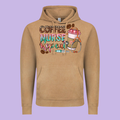 Coffee Nurse Repeat Vintage Hoodie Designed By Cowgirlartshop