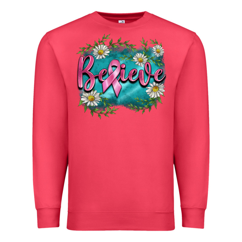 Breast Cancer Believe Premium Sweatshirt by BarkalooDesign | Teevron