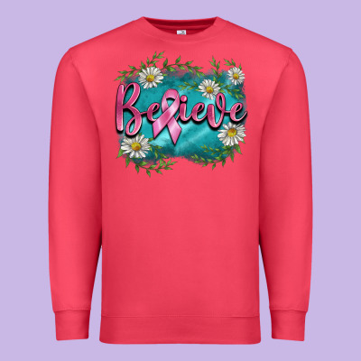 Breast Cancer Believe Premium Sweatshirt Designed By Barkaloodesign