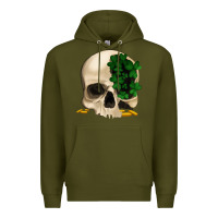 Army Green St patrick's day Skull with clovers Premium Hoodie - Jasminsmagicworld