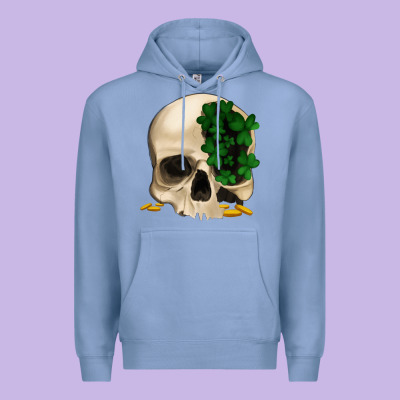St Patrick's Day Skull With Clovers Premium Hoodie Designed By Jasminsmagicworld