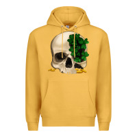 Mustard St patrick's day Skull with clovers Premium Hoodie - Jasminsmagicworld