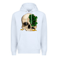 White St patrick's day Skull with clovers Premium Hoodie - Jasminsmagicworld
