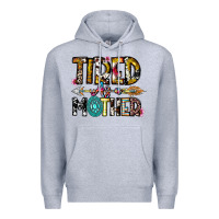 Heather Grey Tired As a Mother Premium Hoodie - CowhideDigitalArt