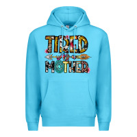 Ocean Blue Tired As a Mother Premium Hoodie - CowhideDigitalArt