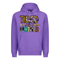 Purple Tired As a Mother Premium Hoodie - CowhideDigitalArt