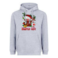 Heather Grey christmas nurse life gnome Heavyweight Hoodie - BarkalooDesign