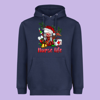 Christmas Nurse Life Gnome Heavyweight Hoodie Designed By Barkaloodesign