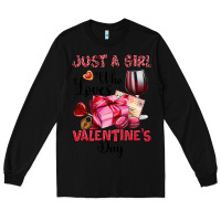 Black just a girl who loves valentine's day Long Sleeve Tee - OliviaCreatesArt