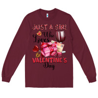 Burgundy just a girl who loves valentine's day Long Sleeve Tee - OliviaCreatesArt