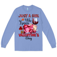 Colony Blue just a girl who loves valentine's day Long Sleeve Tee - OliviaCreatesArt