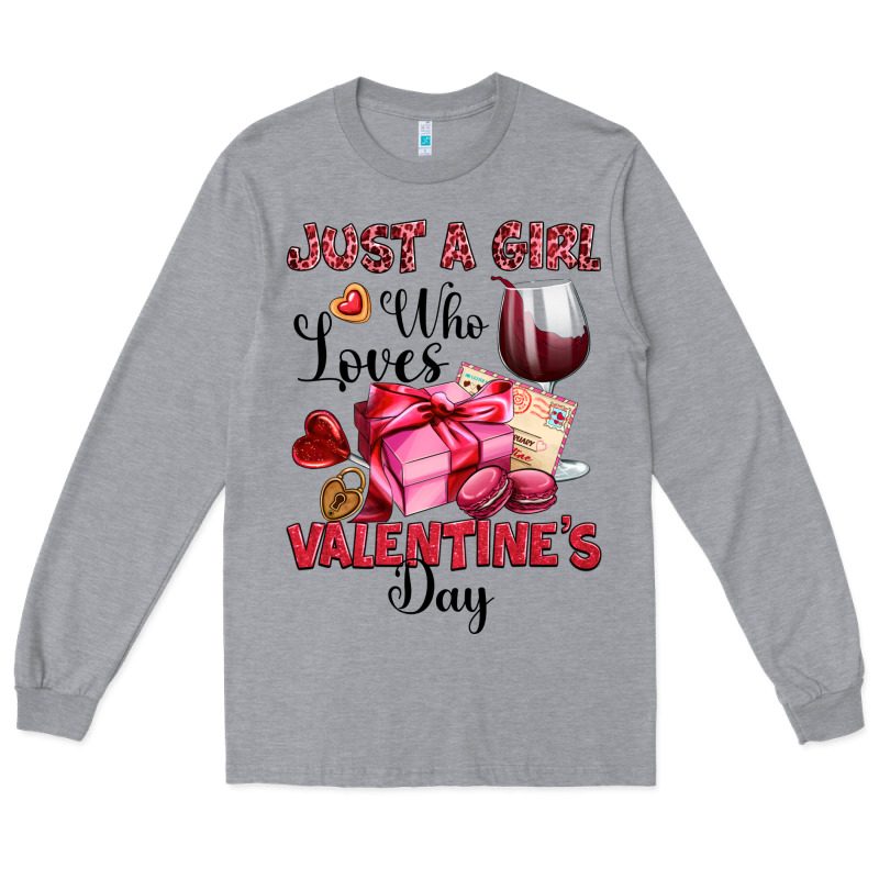 Just A Girl Who Loves Valentine's Day Long Sleeve Tee by OliviaCreatesArt | Teevron