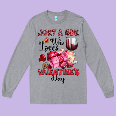 Just A Girl Who Loves Valentine's Day Long Sleeve Tee Designed By Oliviacreatesart