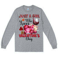 Heather Grey just a girl who loves valentine's day Long Sleeve Tee - OliviaCreatesArt