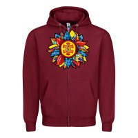 Burgundy autism sunflower Zipper Hoodie - RacoonDesign