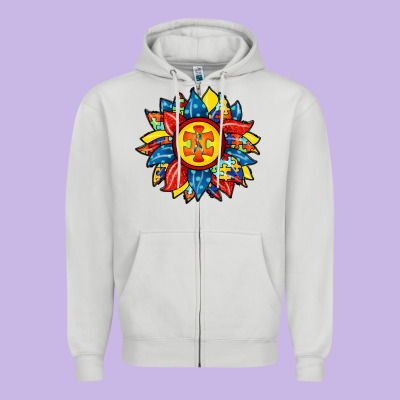 Autism Sunflower Zipper Hoodie Designed By Racoondesign