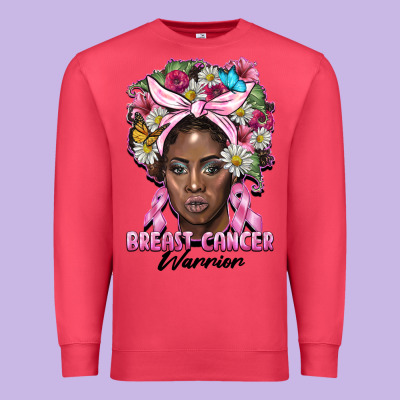 Breast Cancer Warrior Black Woman Premium Sweatshirt Designed By Barkaloodesign