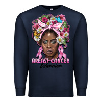Navy breast cancer warrior black woman Premium Sweatshirt - BarkalooDesign