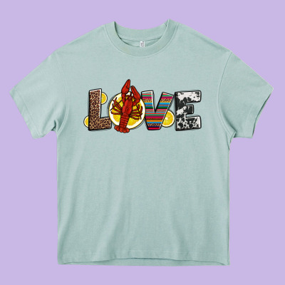 Love Crawfish Western Mardi Gras Heavy Core Tee Designed By Jasminsmagicworld