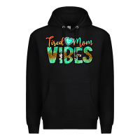 Black Tired Mom Vibes Premium Hoodie - CowhideDigitalArt