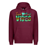 Burgundy Tired Mom Vibes Premium Hoodie - CowhideDigitalArt
