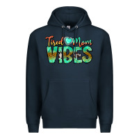 Navy Tired Mom Vibes Premium Hoodie - CowhideDigitalArt