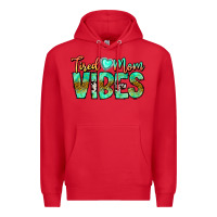 Red Tired Mom Vibes Premium Hoodie - CowhideDigitalArt