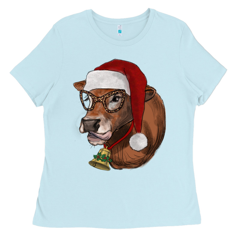 Christmas Glasses Heifer Ladies Tee by RanaPortraitStore | Teevron