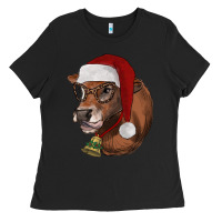 Black christmas glasses heifer Ladies Tee - RanaPortraitStore