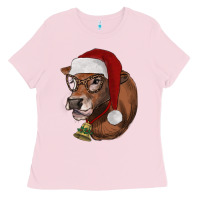 Bubblegum Pink christmas glasses heifer Ladies Tee - RanaPortraitStore