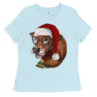 Baby Blue christmas glasses heifer Ladies Tee - RanaPortraitStore