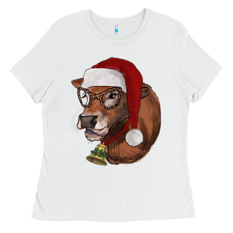 Christmas Glasses Heifer Ladies Tee by RanaPortraitStore | Teevron