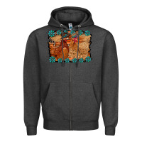 Charcoal Heather chicken western Zipper Hoodie - RacoonDesign
