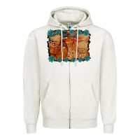 Oatmeal Heather chicken western Zipper Hoodie - RacoonDesign