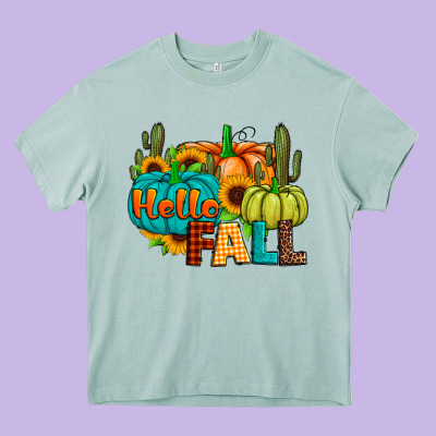 Hello Fall Heavy Core Tee Designed By Jahusdesignshop