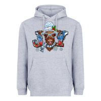 Heather Grey Christmas snow cow joy Heavyweight Hoodie - BarkalooDesign