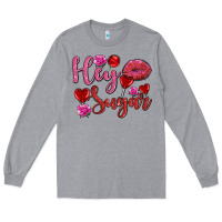Heather Grey hey sugar with lips and candies olivia Long Sleeve Tee - OliviaCreatesArt
