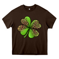 Chocolate Brown leopard shamrock Heavy Core Tee - Jasminsmagicworld