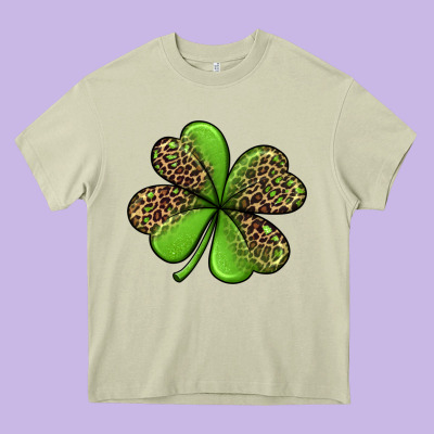 Leopard Shamrock Heavy Core Tee Designed By Jasminsmagicworld