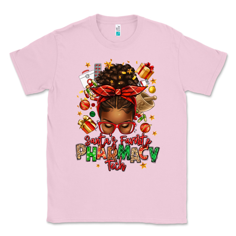 Santas Favorite Pharmacy Tech Afro Messy Bun Classic Tee by texasbilliewilder | Teevron