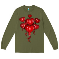 Army Green heart balloons olivia Long Sleeve Tee - OliviaCreatesArt