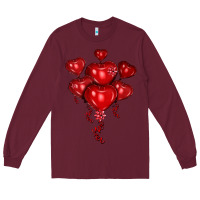 Burgundy heart balloons olivia Long Sleeve Tee - OliviaCreatesArt