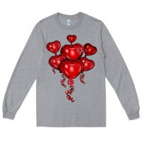 Heather Grey heart balloons olivia Long Sleeve Tee - OliviaCreatesArt