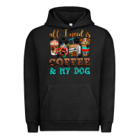 Pigment Black all i need is coffee and my dog Urban Hoodie - AdoDesignShop