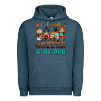 Pigment Midnight Navy all i need is coffee and my dog Urban Hoodie - AdoDesignShop