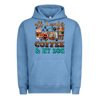 Pigment Pebble Blue all i need is coffee and my dog Urban Hoodie - AdoDesignShop
