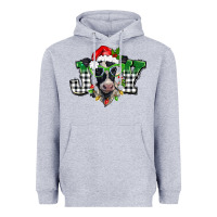 Heather Grey Christmas joy black and white cow Heavyweight Hoodie - BarkalooDesign
