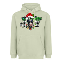 Matcha Christmas joy black and white cow Heavyweight Hoodie - BarkalooDesign